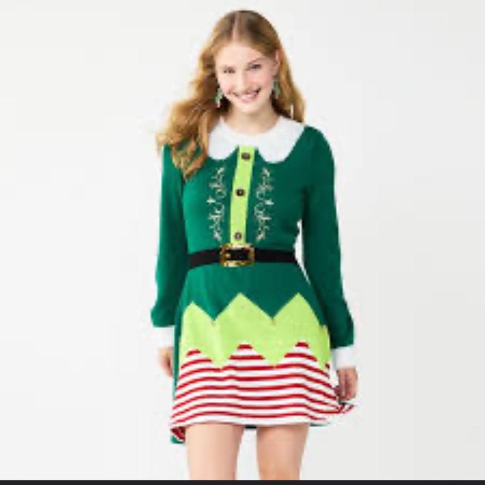 Festive Green & Red Elf Init Dress
